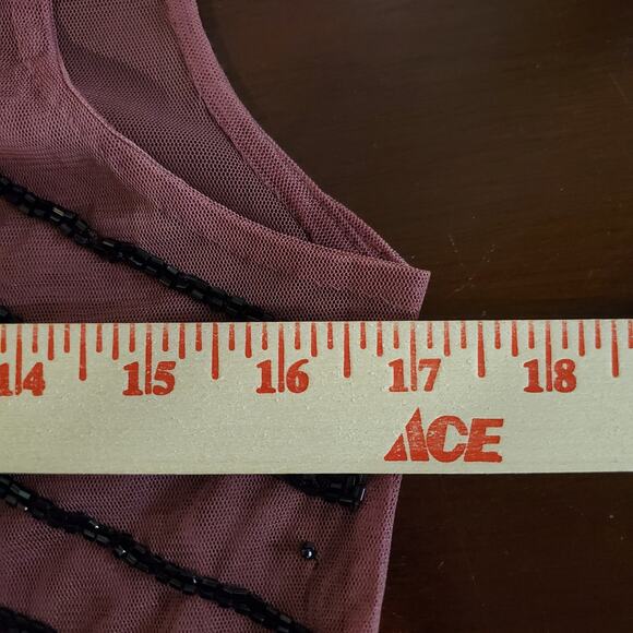 Free People Sheer Mesh Beaded Mini Embellished Slip Dress In Plum Size S Flapper - Picture 13 of 15